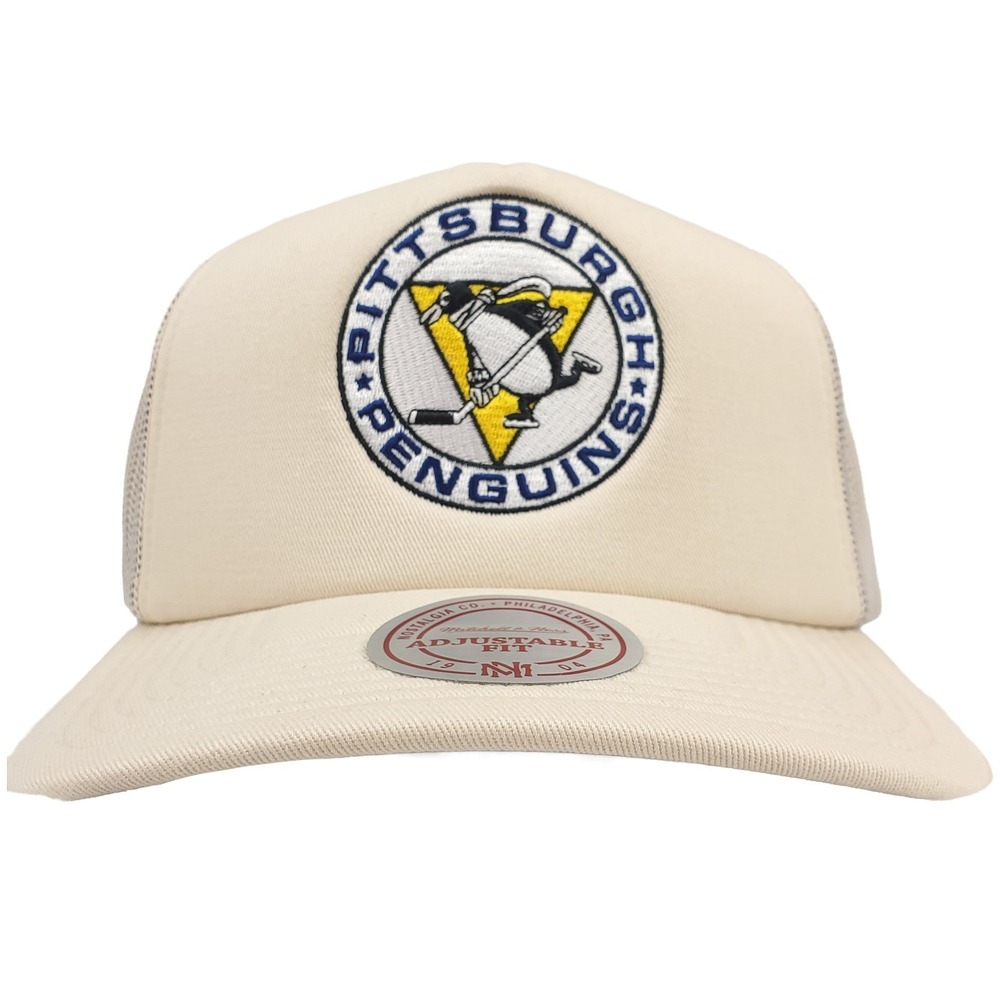 Pittsburgh Penguins Mitchell & Ness NHL Foam Trucker Hat Cap Embroidery Logo NWT